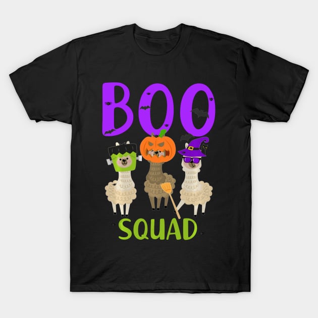 Boo Squad Halloween crew Funny llama scary Trick or treat T-Shirt by adrinalanmaji